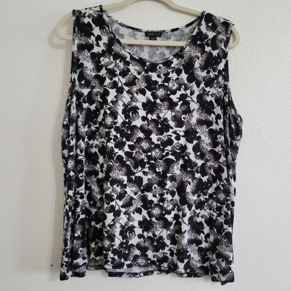 J. Jill Wearever Collection Women's 2X Sleeveless Floral Blouse